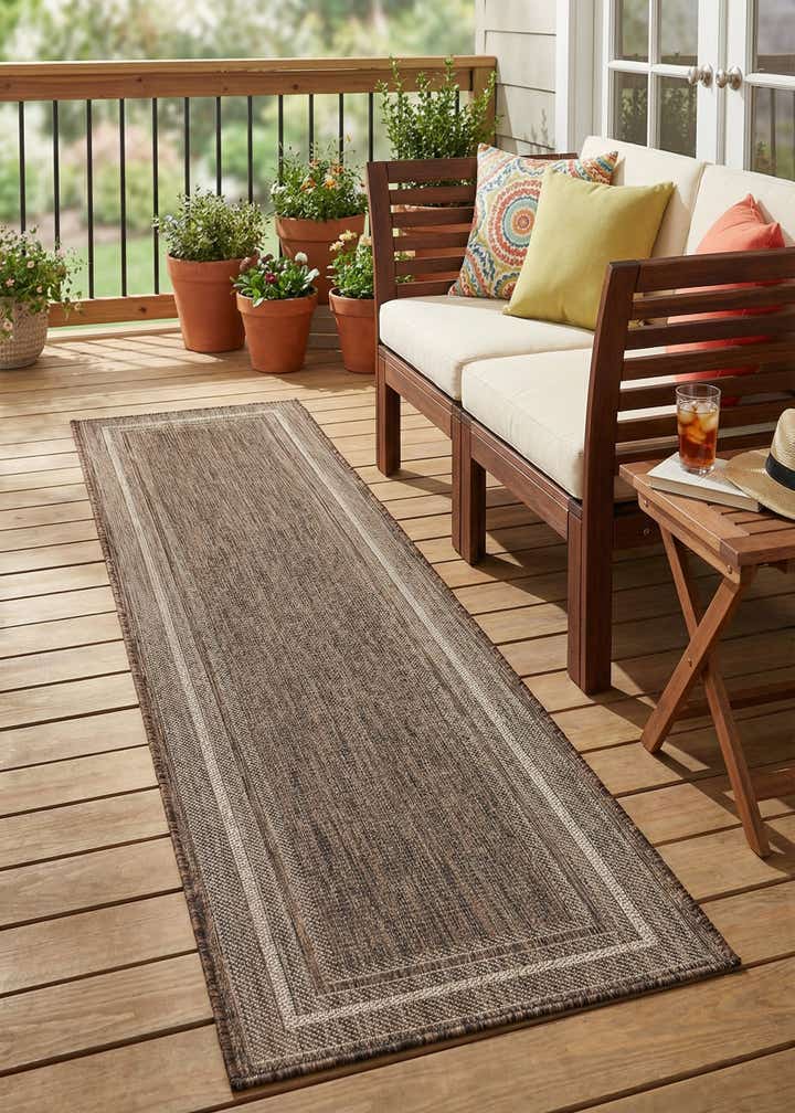 2' x 8' Easy-Clean Border Indoor / Outdoor Runner Rug