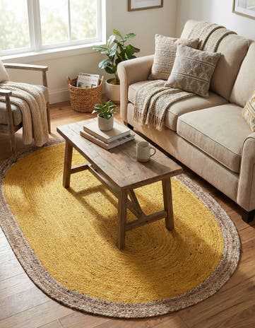 5' 1 x 8' Handmade Braided Jute Oval Rug