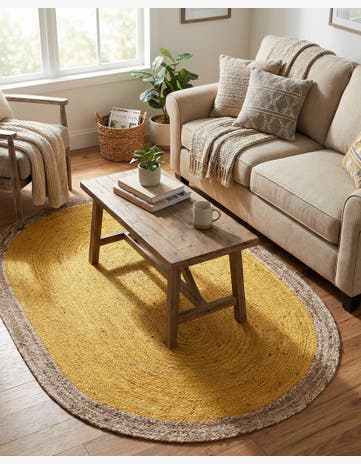 5' 1 x 8' Handmade Braided Jute Oval Rug