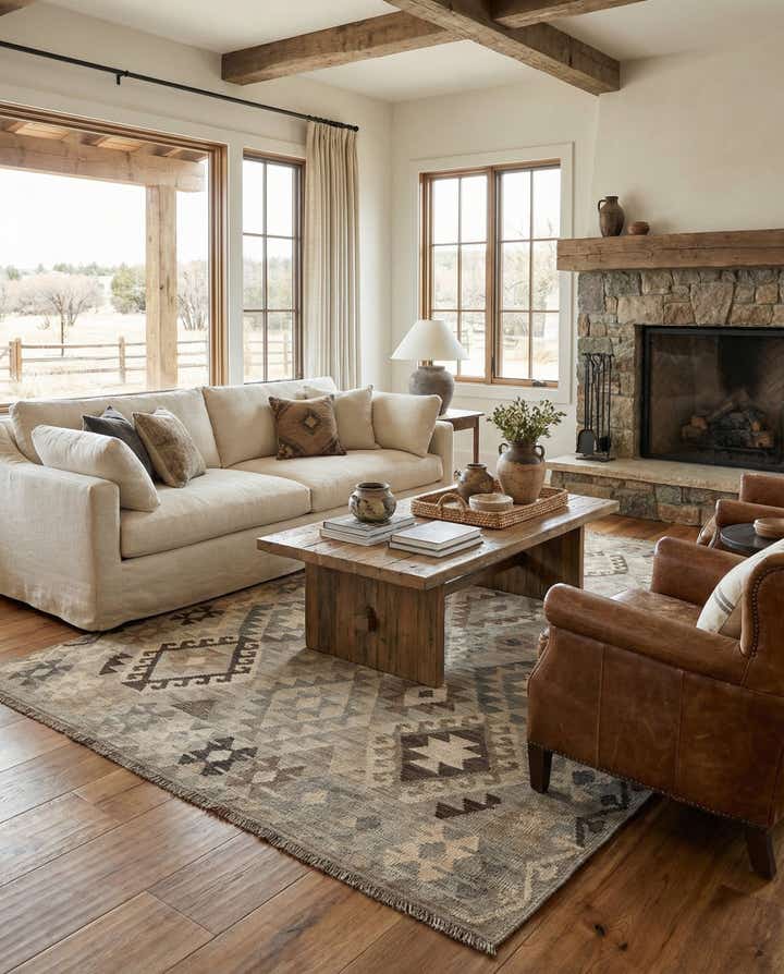 5' 9 x 7' 11 Hand Woven Kilim Maymana Wool Rug