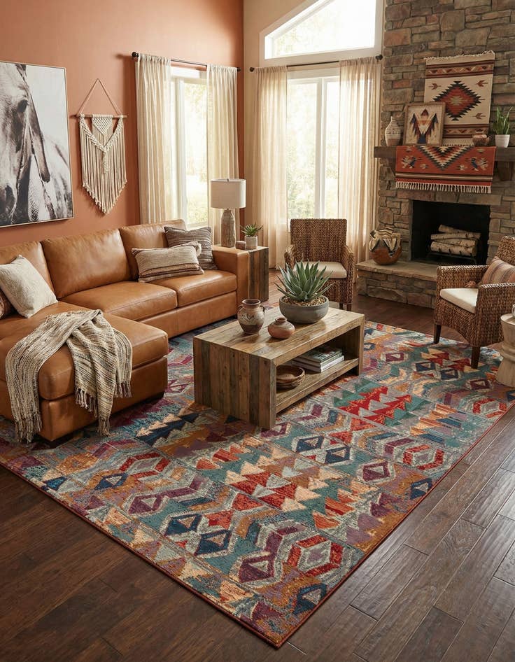Detail image of 12' x 16' Easy-Clean Modern Indoor / Outdoor Rug