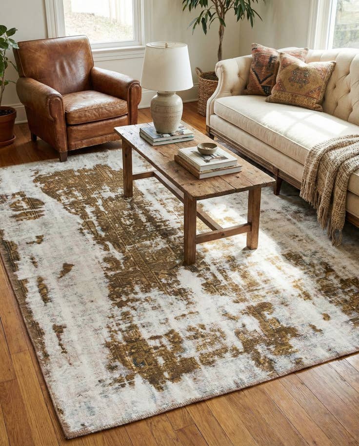 Detail image of 4' 7 x 5' 10 Hand Knotted Ultra Vintage Persian Wool Rug