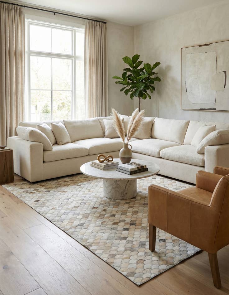 Detail image of  5' 4 x 8' Cowhide Leather Rug