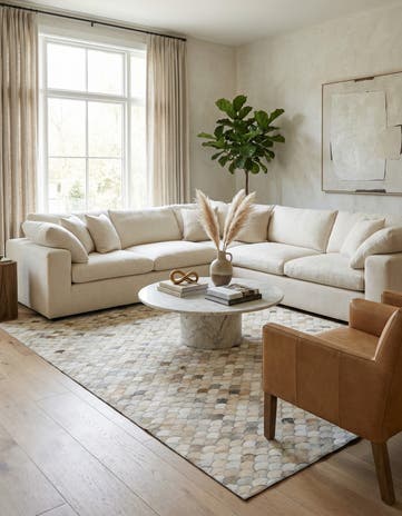 5' 4 x 8' Cowhide Leather Rug