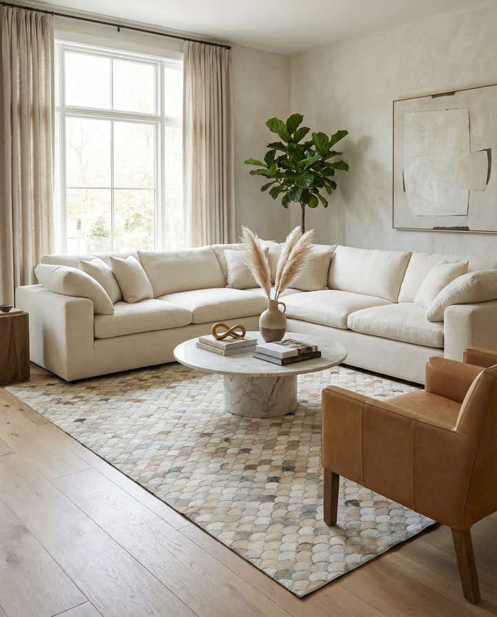 5' 4 x 8' Cowhide Leather Rug