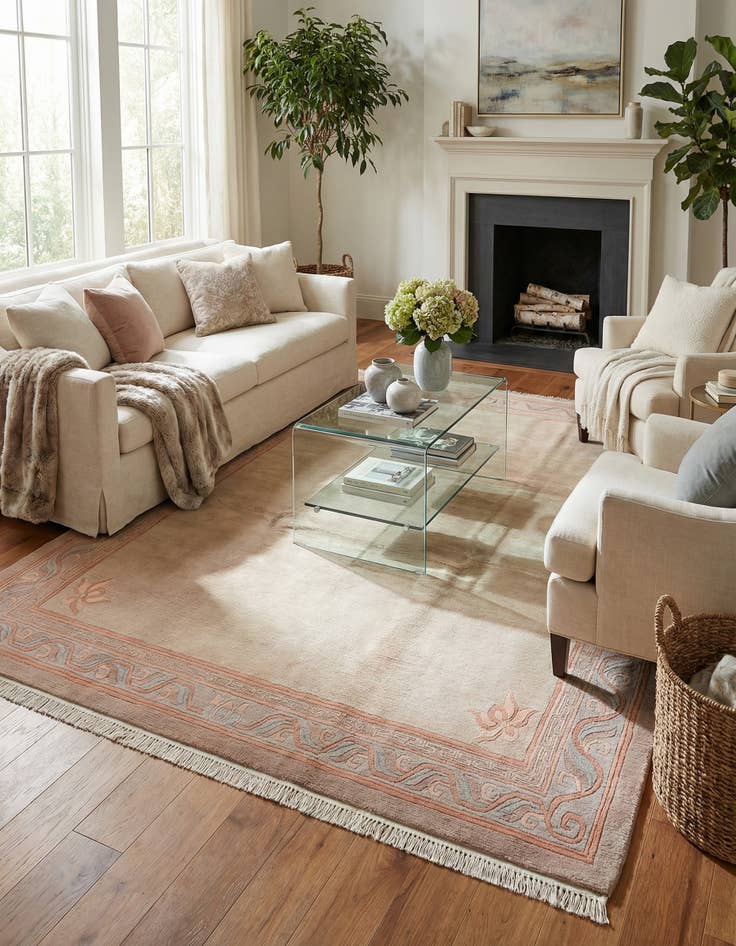 Detail image of  7' 6 x 7' 7  Hand Knotted Tibet Wool Square Rug