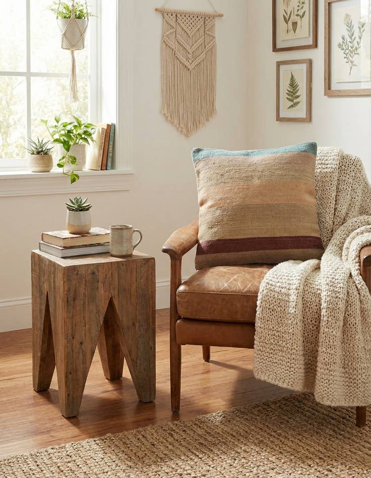 Detail image of 1' 5 x 1' 6 Hand Woven Pillow Wool Square Rug