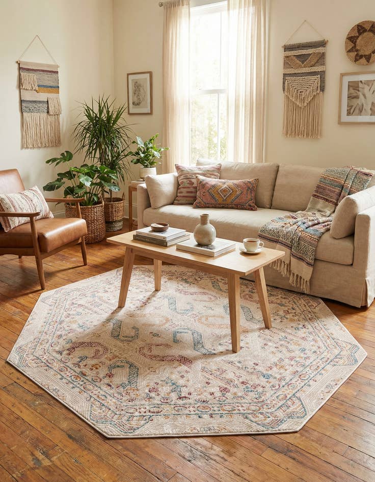 Detail image of 5' 3 x 5' 3 Deepa Octagon Rug