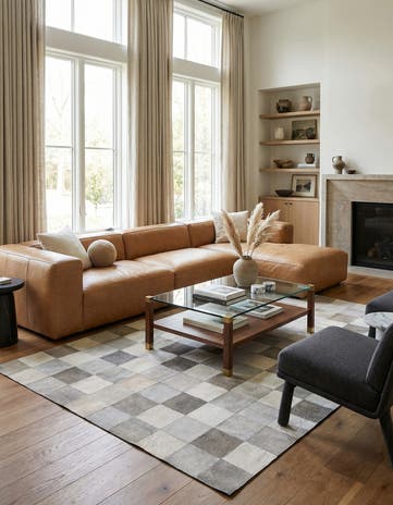 5' x 7' 9 Cowhide Leather Rug