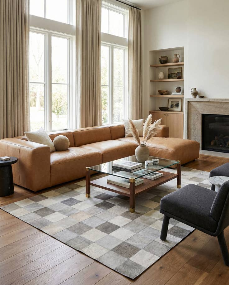 Detail image of 5' x 7' 9 Cowhide Leather Rug