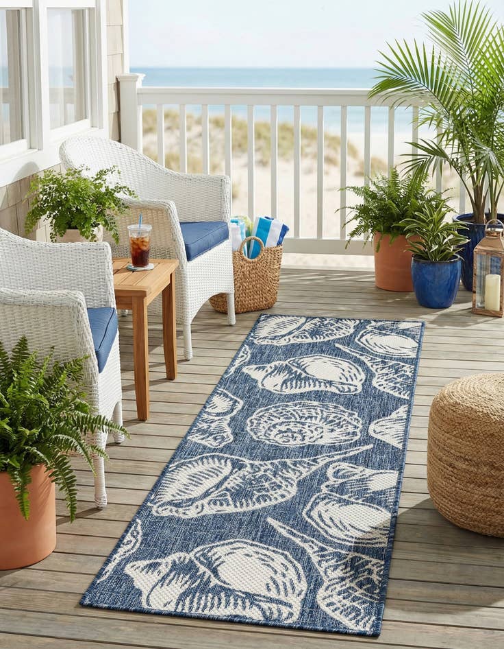 Detail image of 2' x 6'  Washable Coastal Indoor / Outdoor Runner Rug