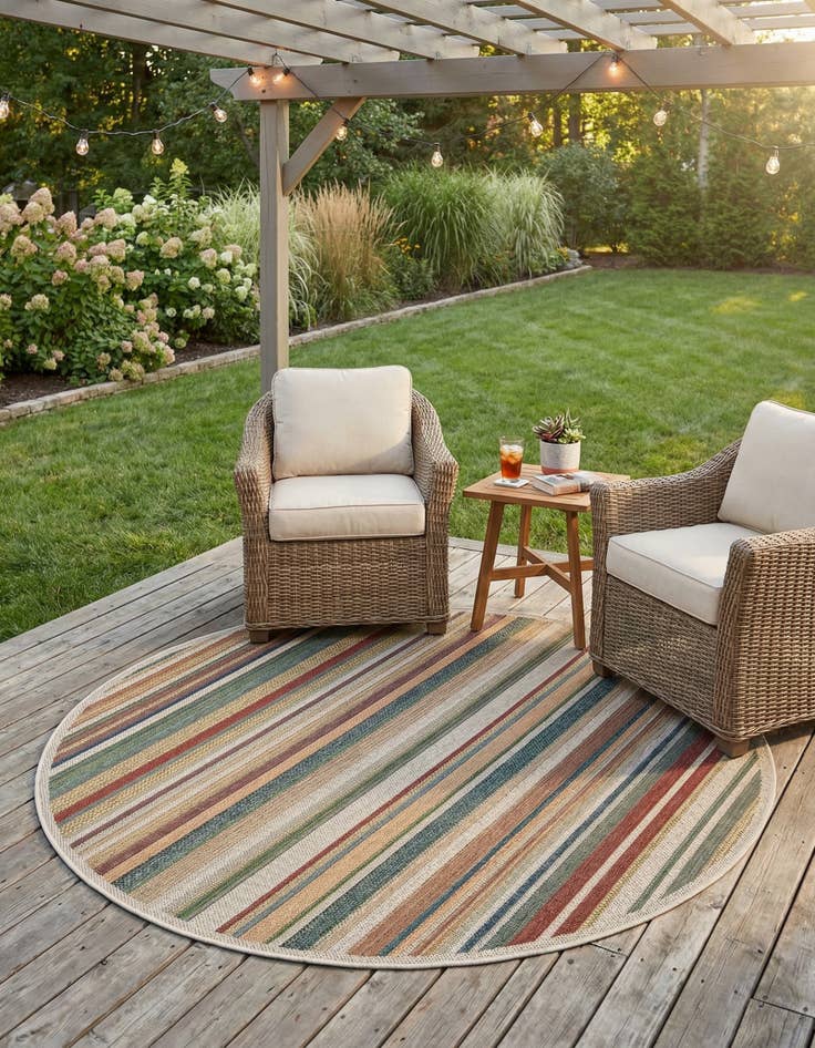 Detail image of  7' x 7'  Washable Baja Indoor / Outdoor Round Rug