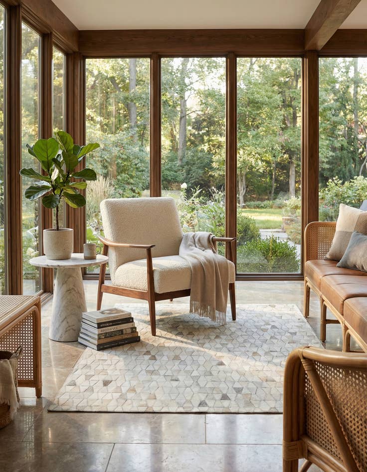 Detail image of  5' 3 x 7' 10 Cowhide Leather Rug