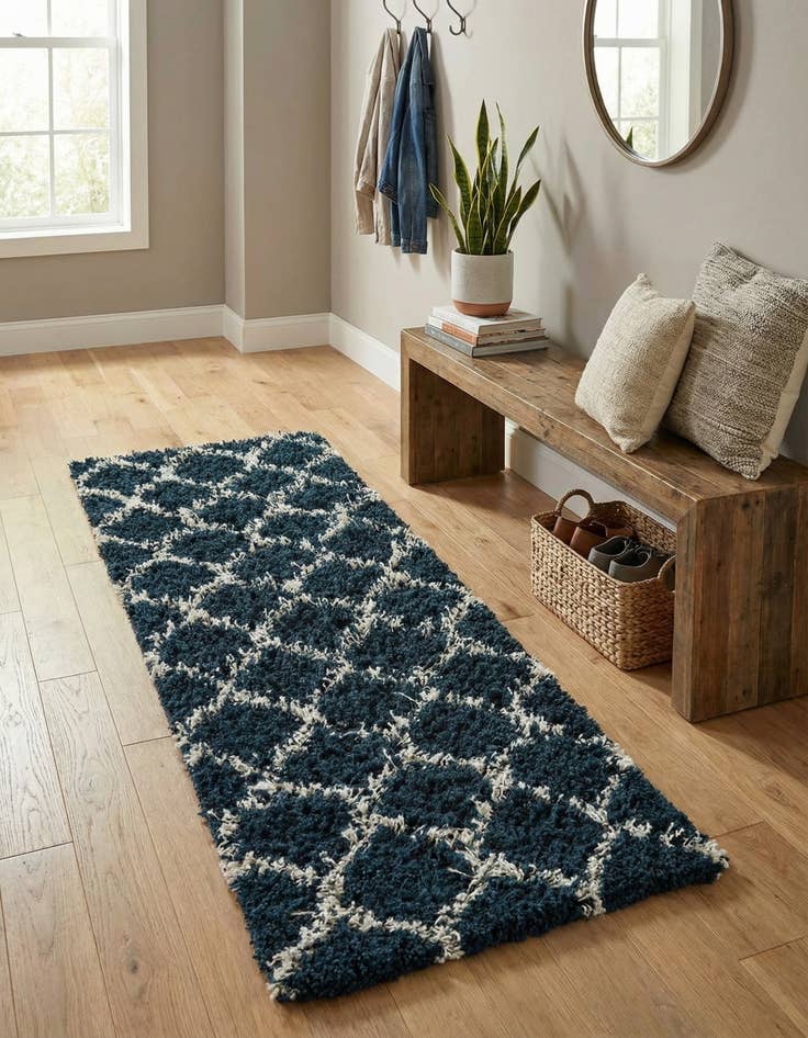 Detail image of  2' x 8' Lattice Shag Runner Rug