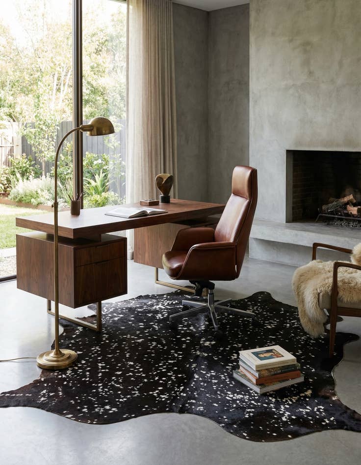 Detail image of 6' 6 x 6' 7 Cowhide Leather Square Rug