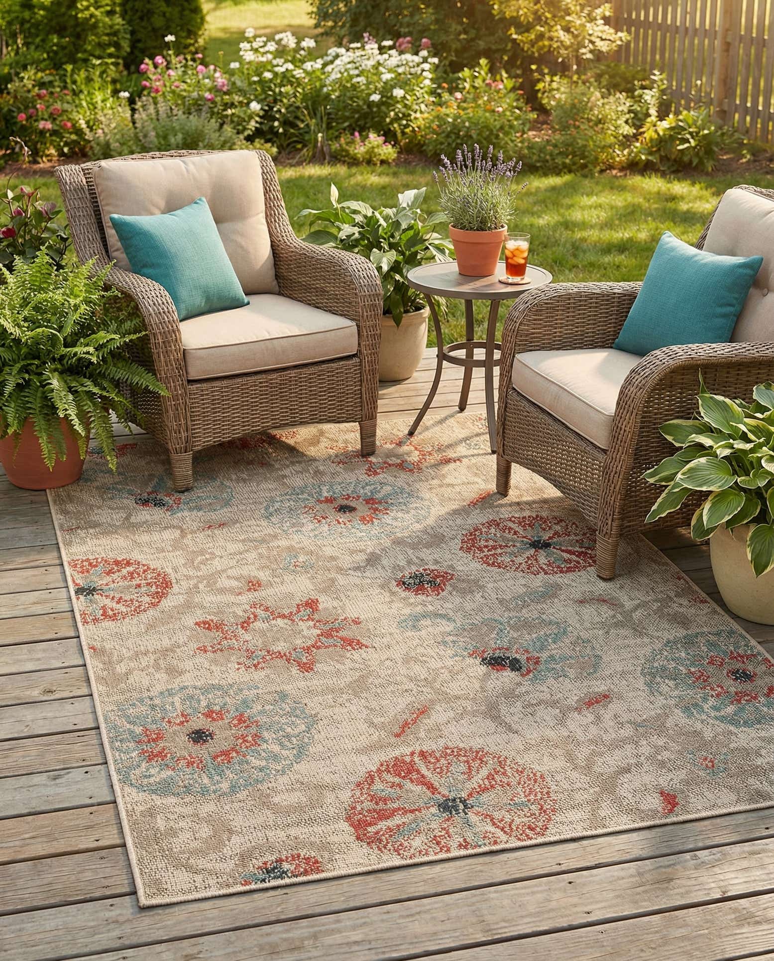 4' x 6' Easy-Clean Botanical Indoor / Outdoor Rug