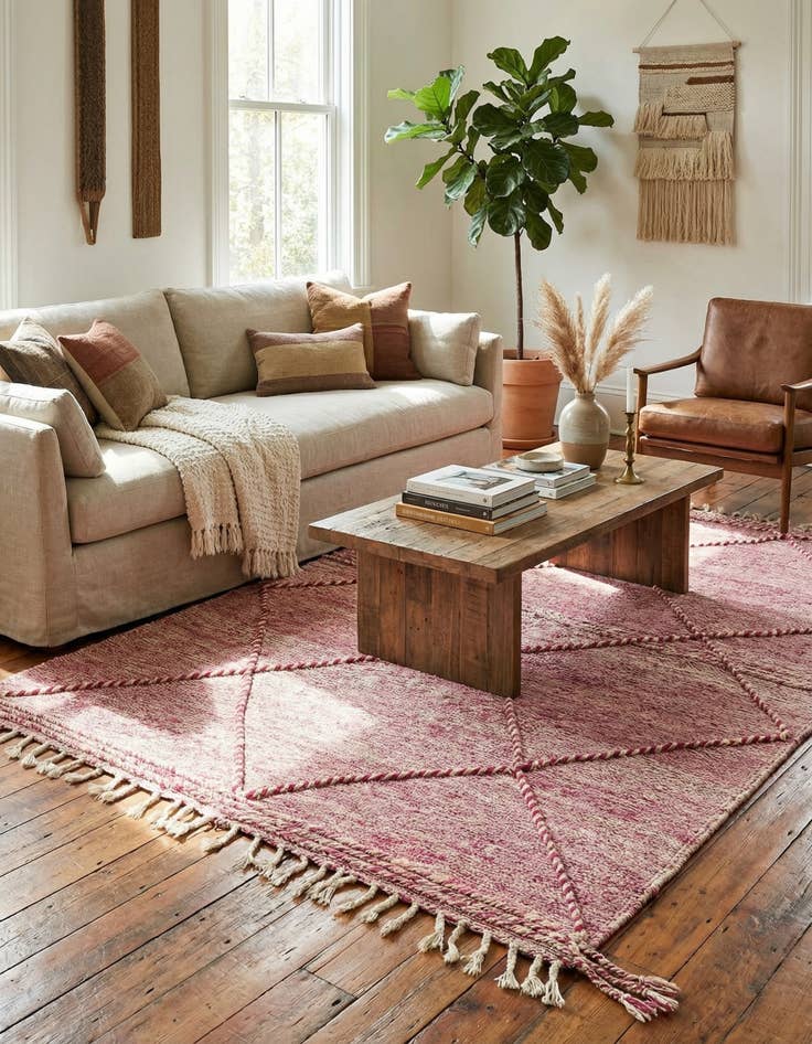 Detail image of  6' 2 x 10'  Hand Knotted Moroccan Wool Rug