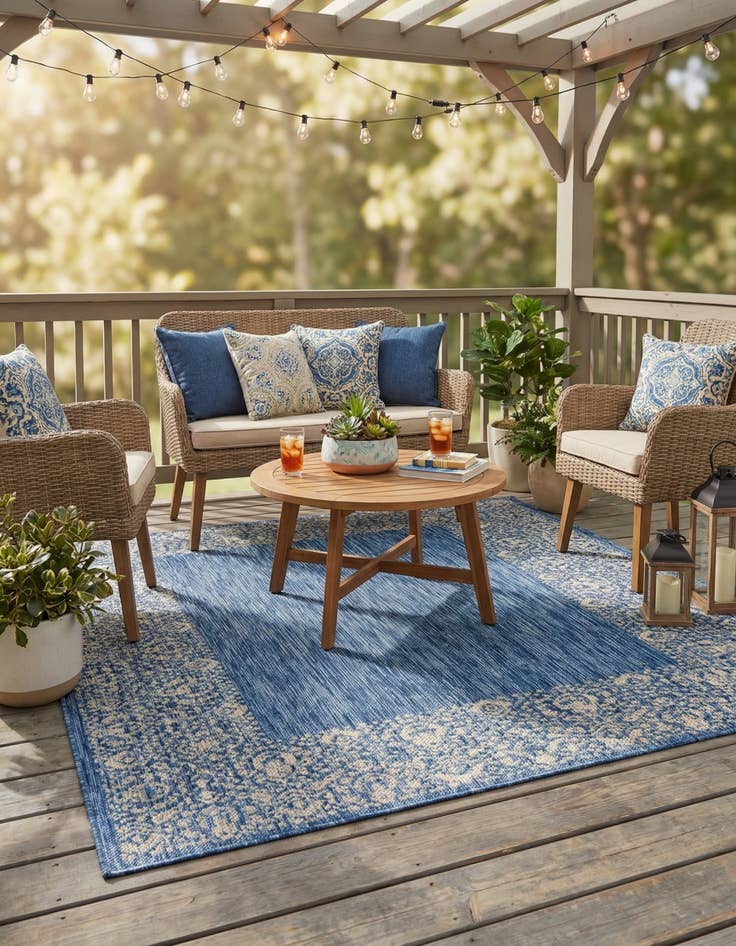 Detail image of 4' x 6'  Washable Border Indoor / Outdoor Rug