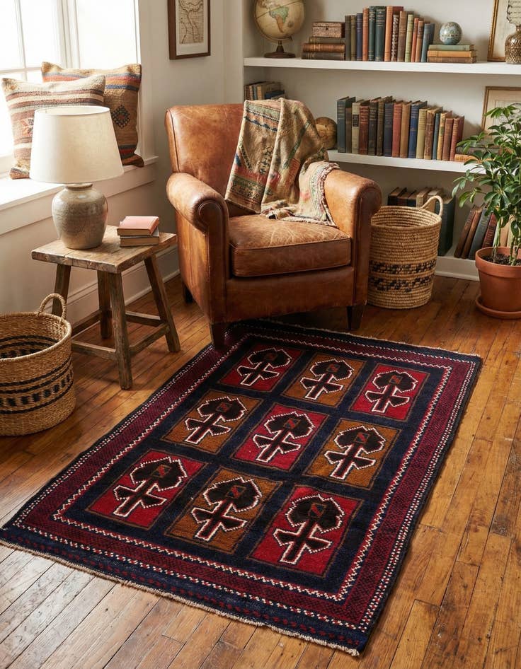 Detail image of 2' 10 x 4' 7  Hand Knotted Balouch Persian Wool Rug