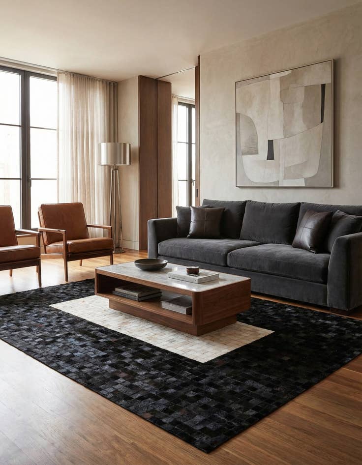 Detail image of 5' x 8' Cowhide Stocks Rug