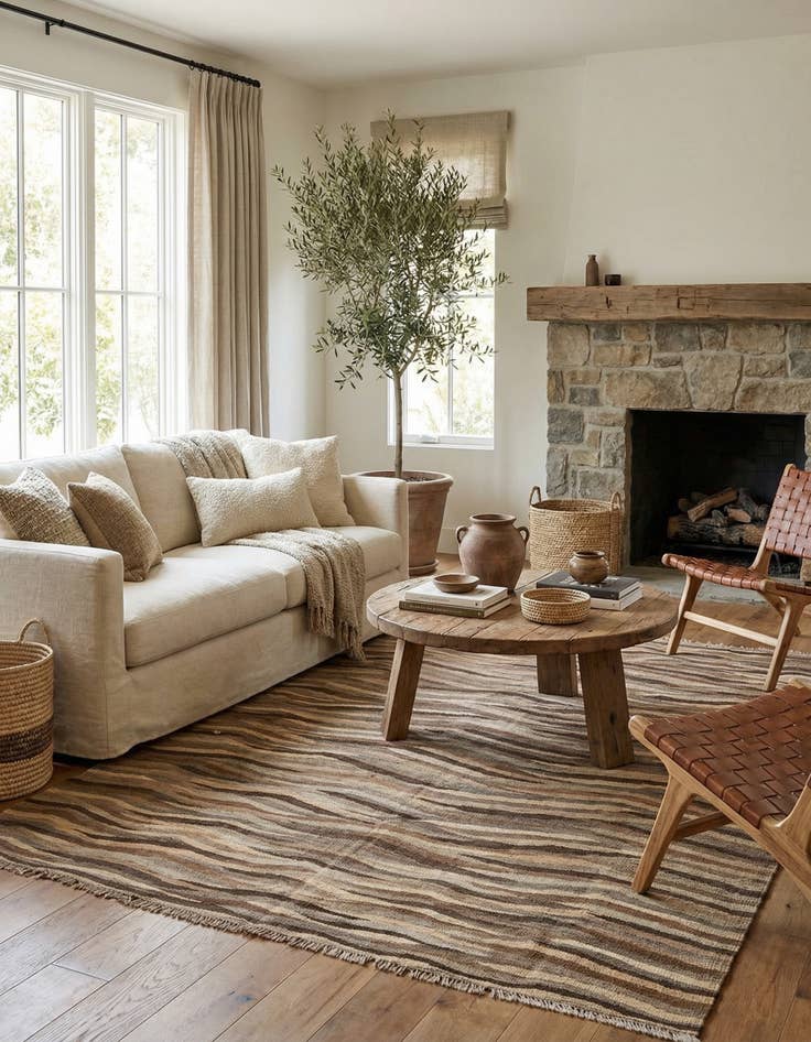 Detail image of 4' 10 x 6' 7  Hand Woven Kilim Modern Wool Rug