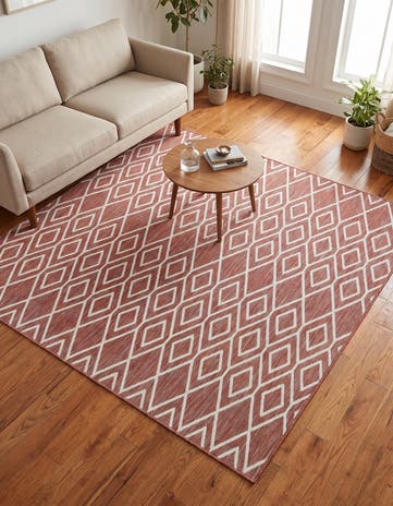 Rust Red Easy-Clean Jill Zarin Turks and Caicos Indoor / Outdoor Square Rug