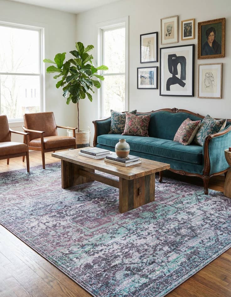 Detail image of  7' 3 x 10'  Washable Francesca Rug