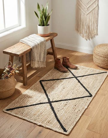 2' x 3' 1 Handmade Braided Jute Rug