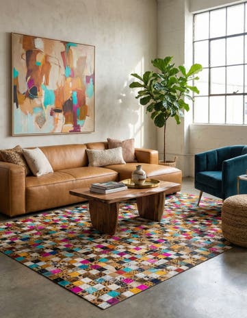 5' 1 x 8' Cowhide Leather Rug