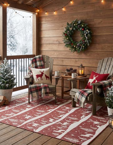 9' x 12' Easy-Clean Holiday Indoor / Outdoor Rug