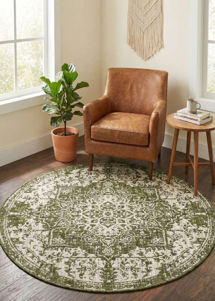 4' x 4' Easy-Clean Jill Zarin Dubai Indoor / Outdoor Round Rug