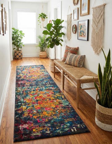 Washable Hyacinth Runner Rug