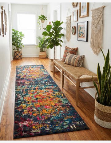 Washable Hyacinth Runner Rug