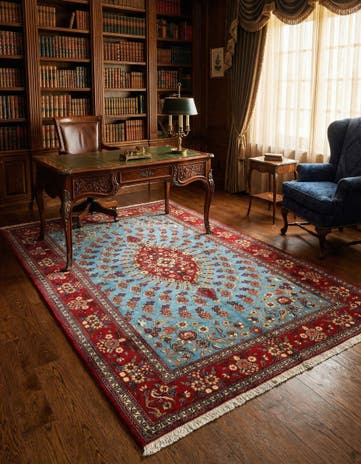 4' 8 x 6' 11 Hand Knotted Qom Persian Rug