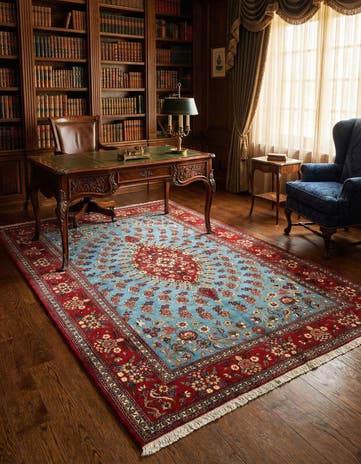 4' 8 x 6' 11 Hand Knotted Qom Persian Rug