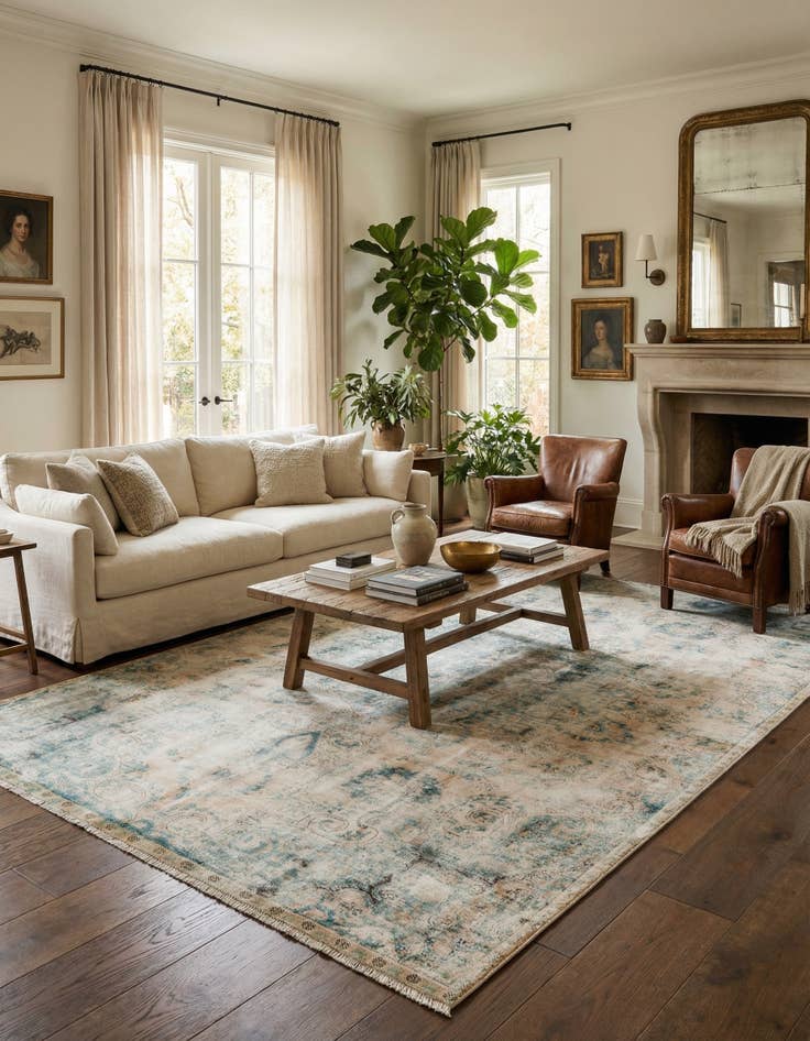 Detail image of  6' 4 x 10'  Hand Knotted Ultra Vintage Persian Wool Rug