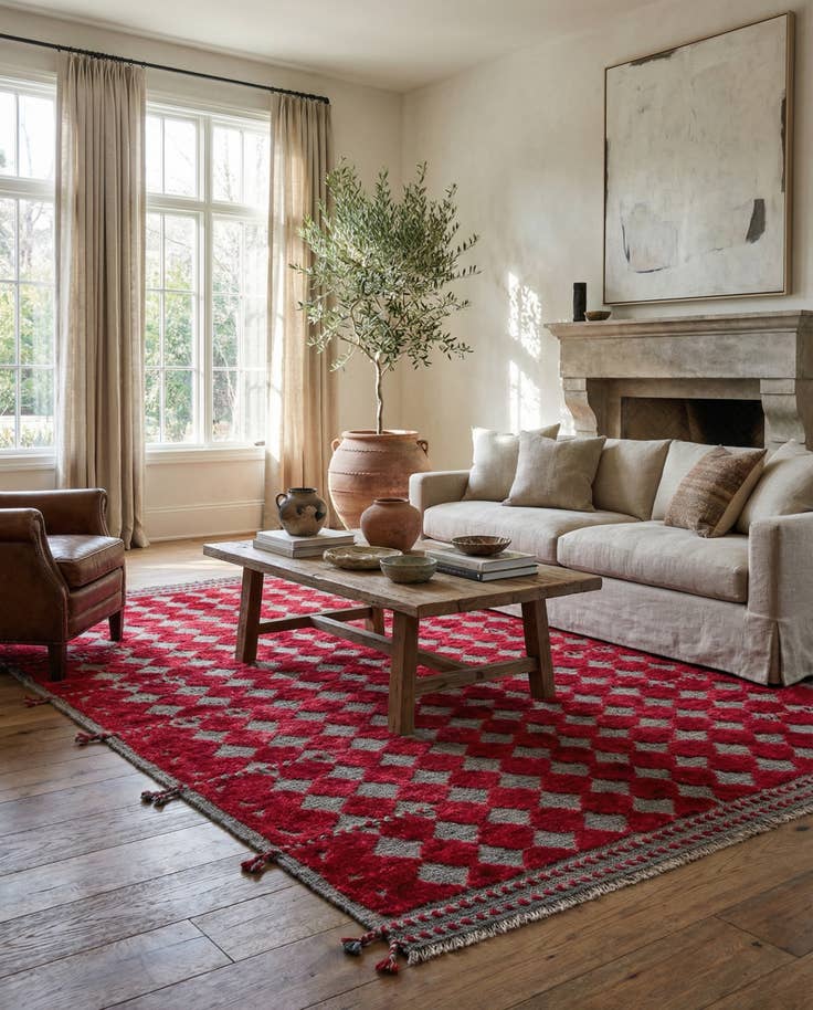 Detail image of 4' 10 x 7' 4 Hand Knotted Moroccan Wool Rug