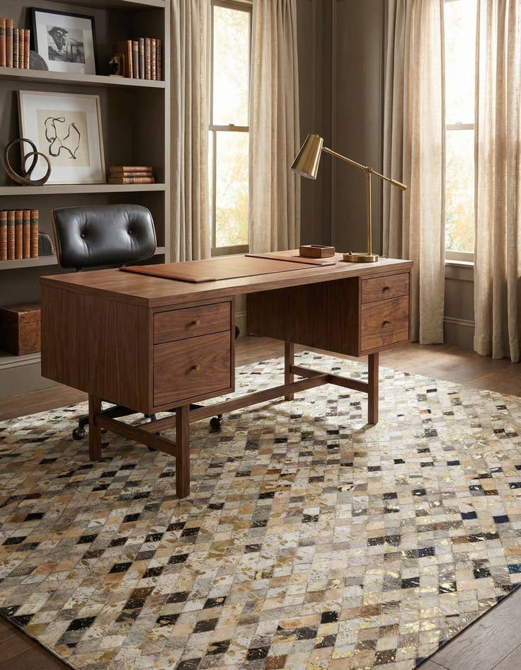 Detail image of  5' 1 x 8' 1 Cowhide - Patchwork Rug