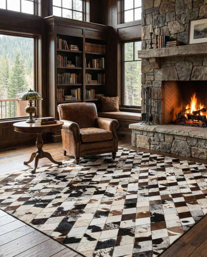 5' 7 x 8' Cowhide Stocks Rug
