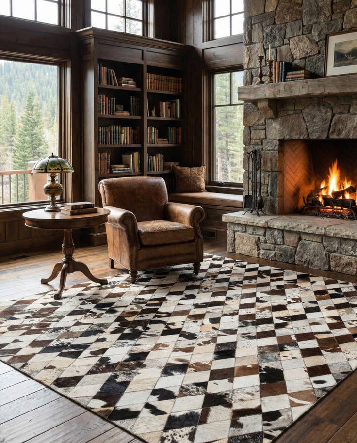 Detail image of 5' 7 x 8' Cowhide Stocks Rug