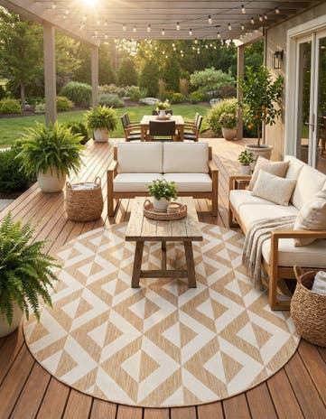 Beige Easy-Clean Jill Zarin Napa Indoor / Outdoor Oval Rug