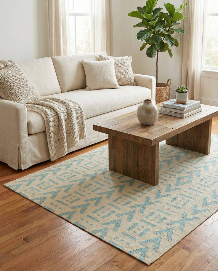 Detail image of 5' x 6' 1 Hand Woven Kilim Modern Wool Rug