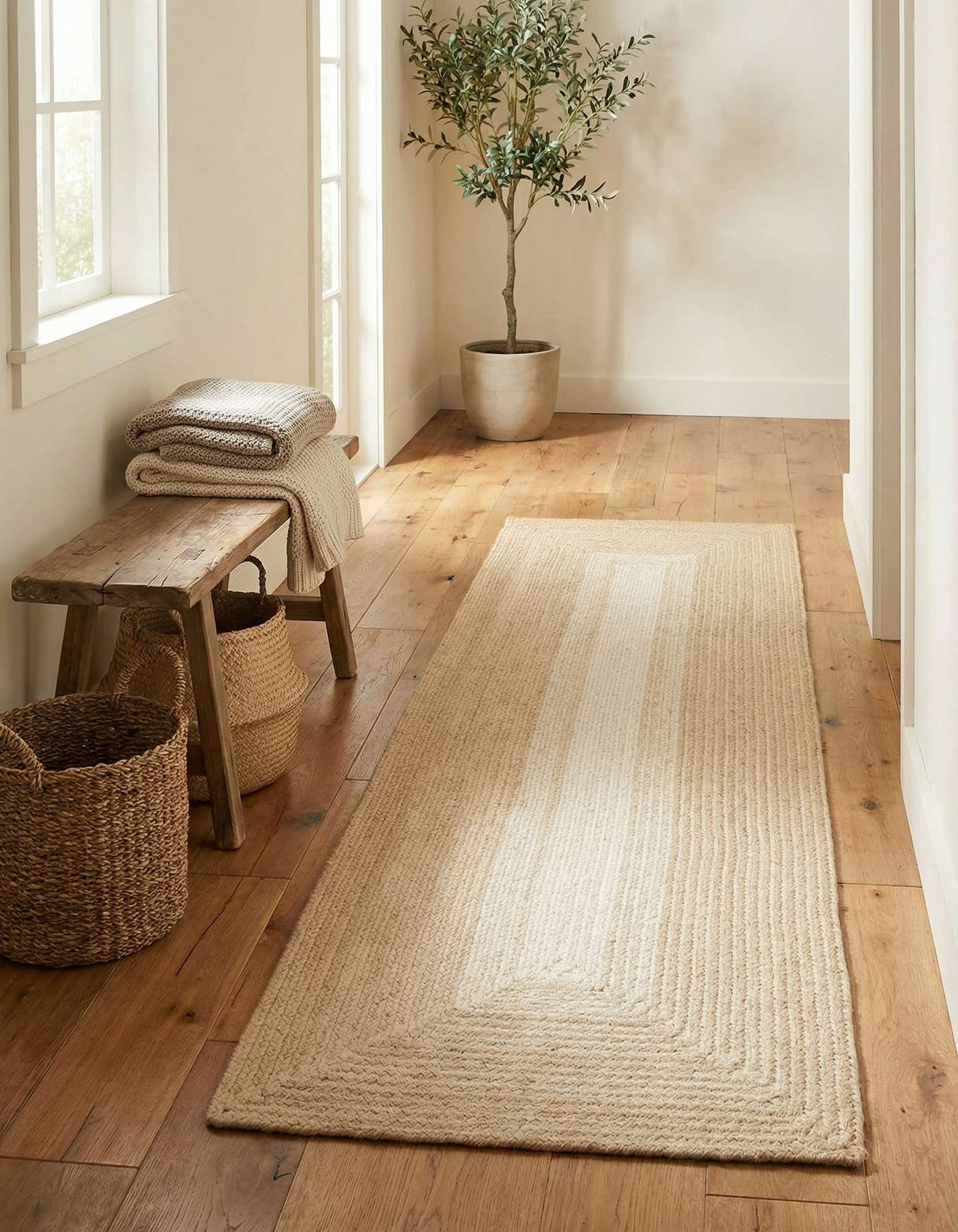 2' x 6' 1 Handmade Hand Braided Wool Runner Rug