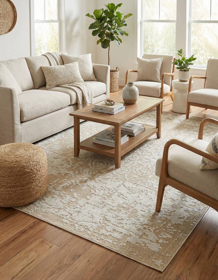 Detail image of 7' 10 x 10'  Washable Traditional Indoor / Outdoor Rug