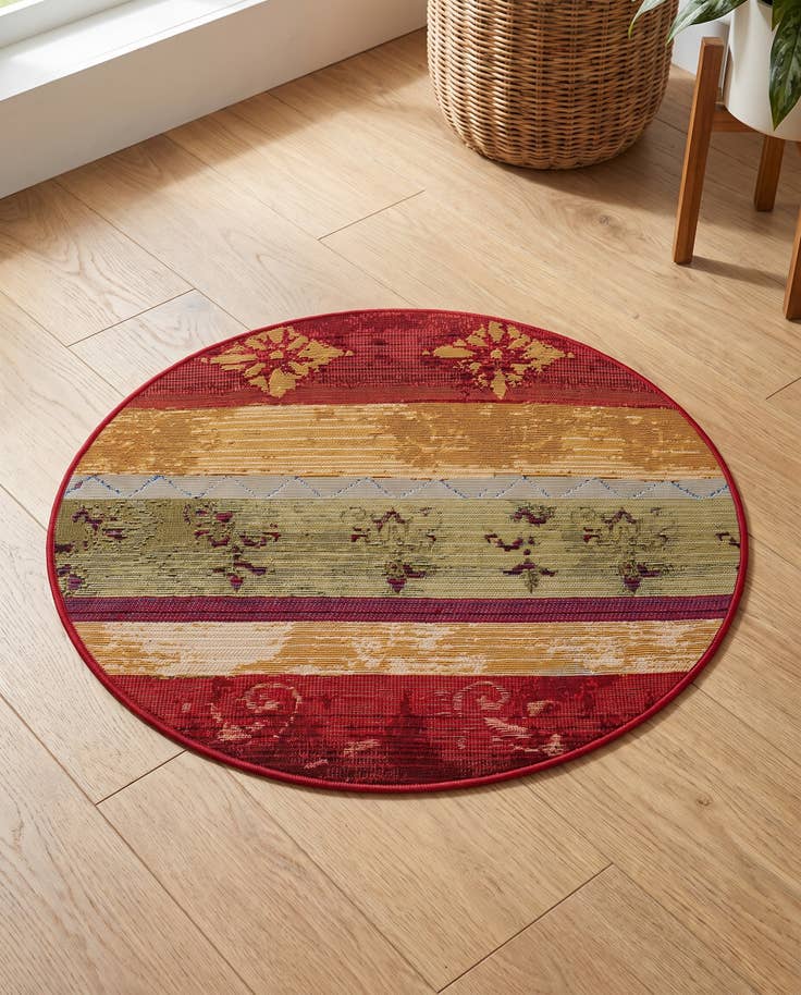Detail image of 2' 7 x 2' 7 Easy-Clean Modern Indoor / Outdoor Round Rug