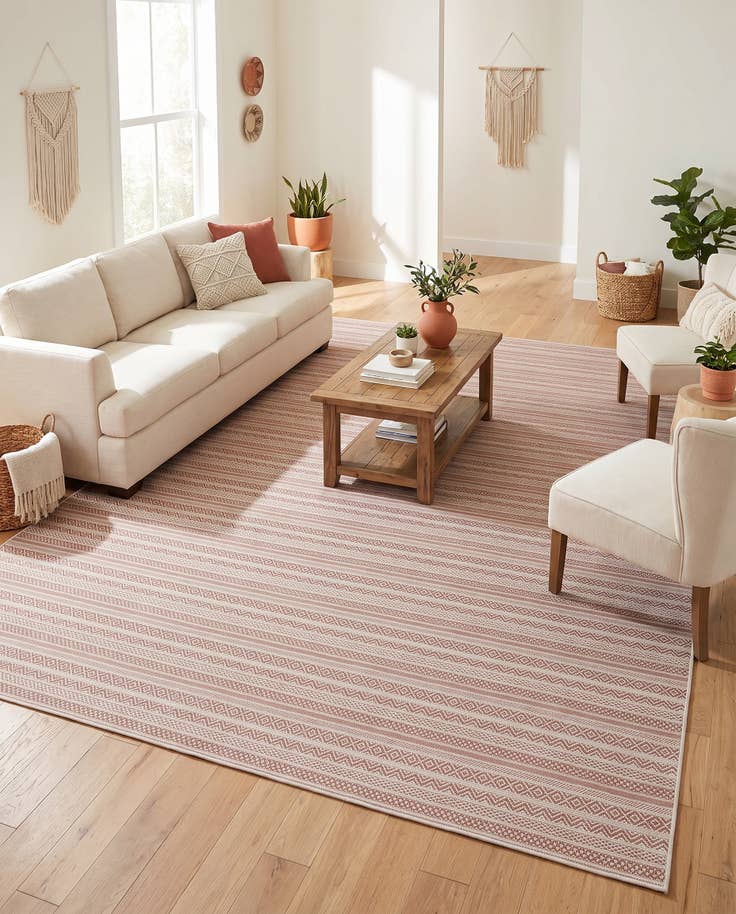 Detail image of 9' x 12' Easy-Clean Striped Indoor / Outdoor Rug