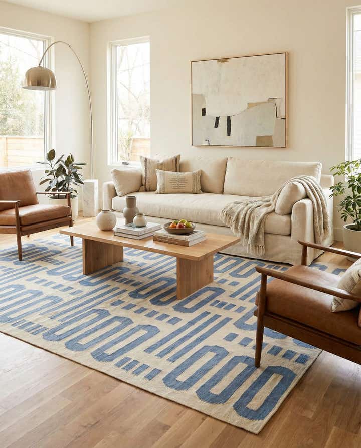 6' 10 x 9' 9 Hand Woven Kilim Modern Wool Rug