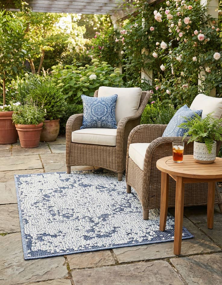 Detail image of 2' x 3' 1  Washable Traditional Indoor / Outdoor Rug