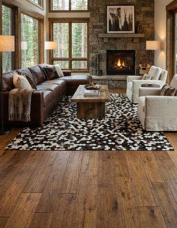 8' x 9' 8 Cowhide Leather Rug
