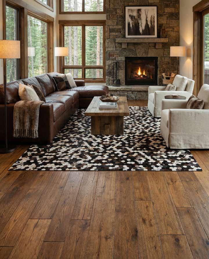 8' x 9' 8 Cowhide Leather Rug